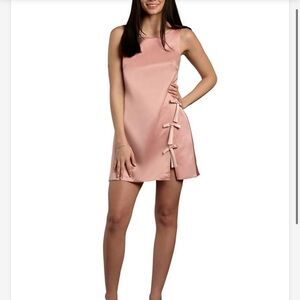 NWT David's Bridal Sleeveless Bow Detail Satin Mini Dress